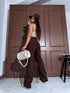 WIDE LEG džinsa bikses "RELATIONSHIP 9215-26"- CHOCO
